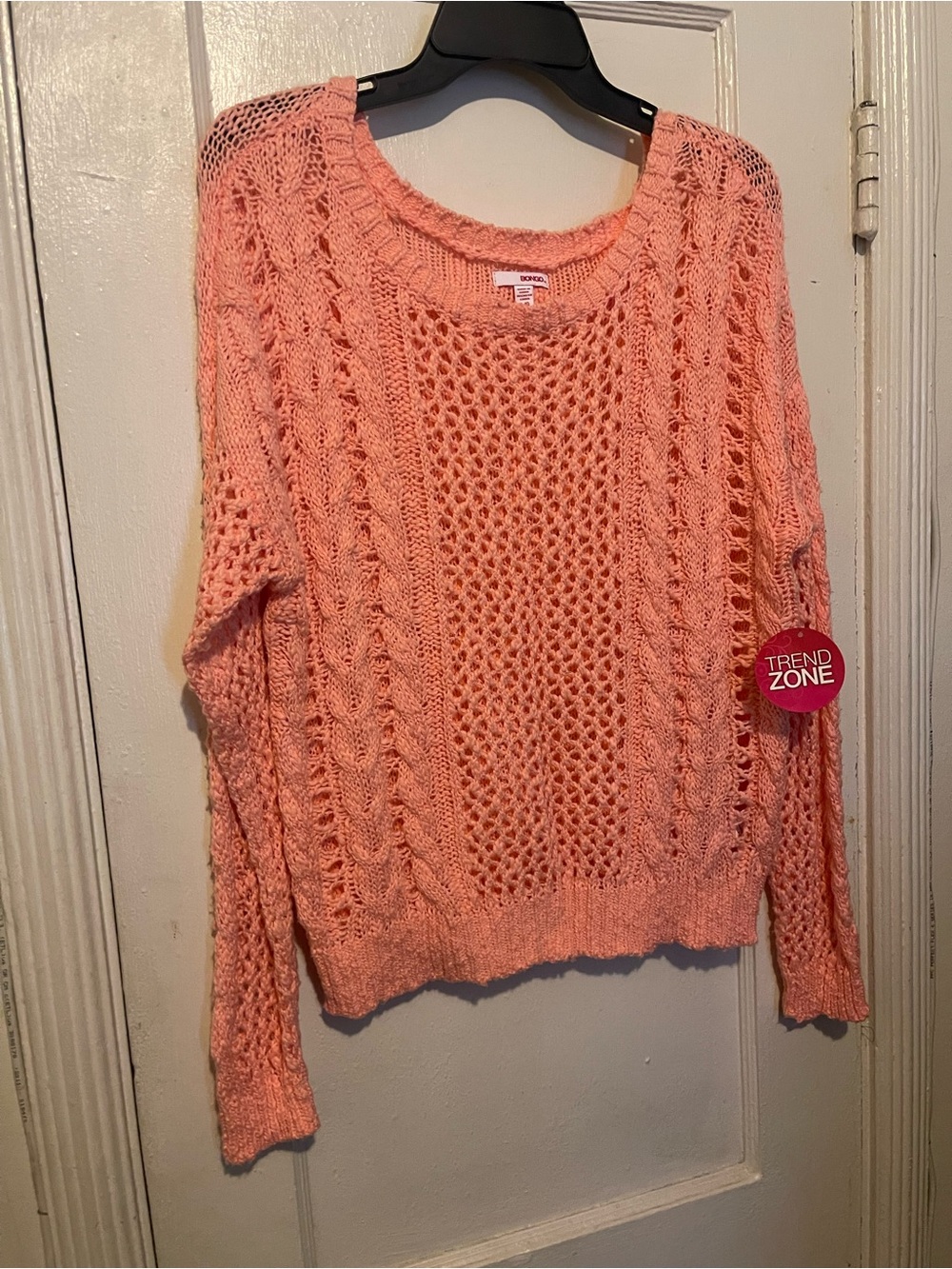 Women's Peach Open-Knit Sweater